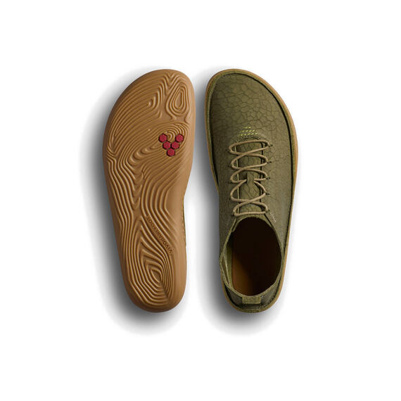 Vivobarefoot SENSUS MOC LACE UP LEATHER MENS DARK OLIVE CRACKED LEATHER
