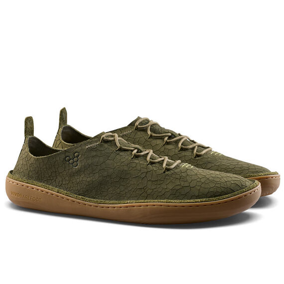 Vivobarefoot SENSUS MOC LACE UP LEATHER MENS DARK OLIVE CRACKED LEATHER