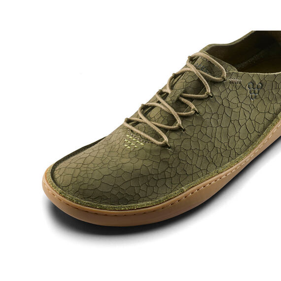 Vivobarefoot SENSUS MOC LACE UP LEATHER MENS DARK OLIVE CRACKED LEATHER